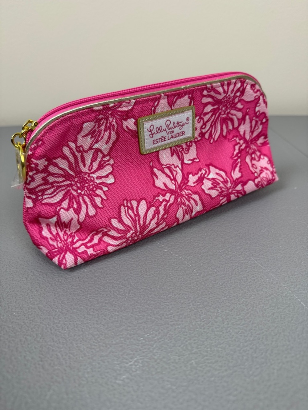 Lilly Pulitzer X Estée Lauder GWP cosmetic bag.